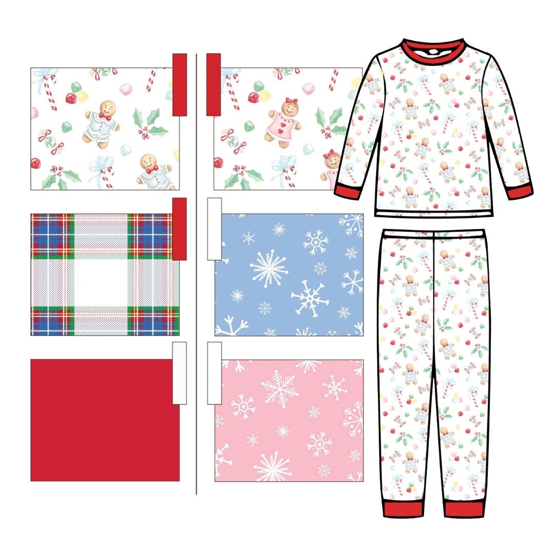 Christmas Red - Kids Long Sleeve Fitted Sleep Set - Wholesale
