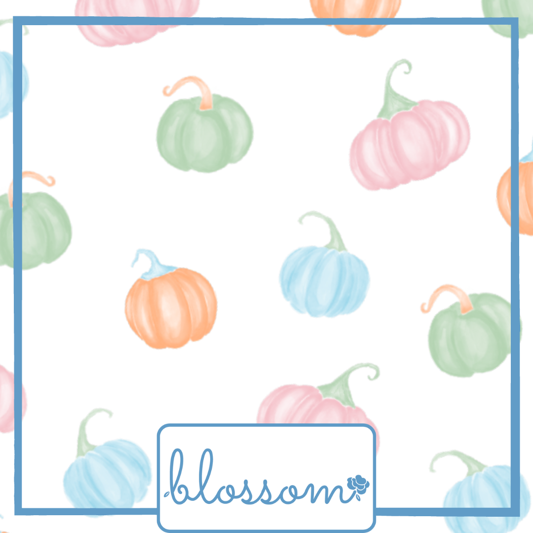 Pumpkin Patch - Footed Romper - Pink or Green Trim