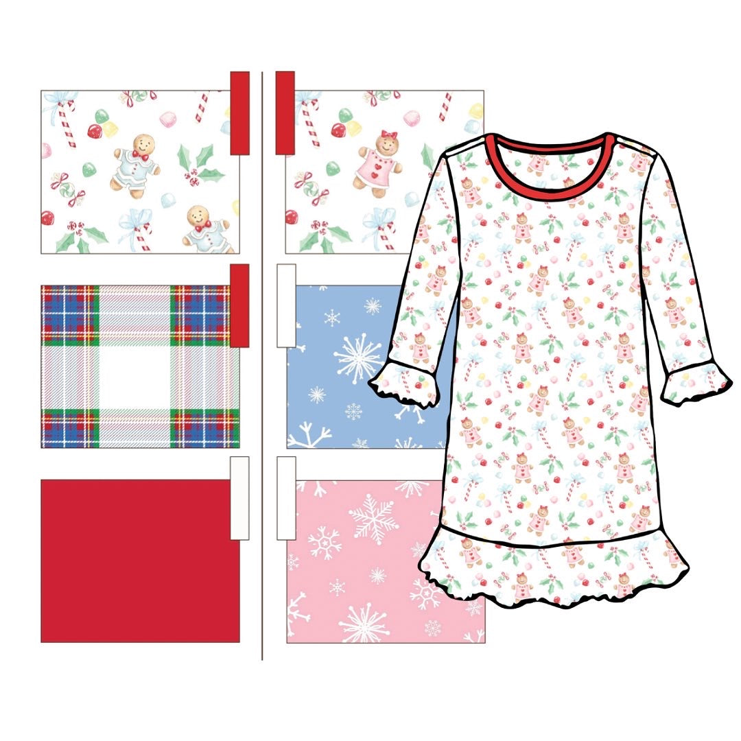 Blue Snowflake - Long Sleeve A-Line Dress