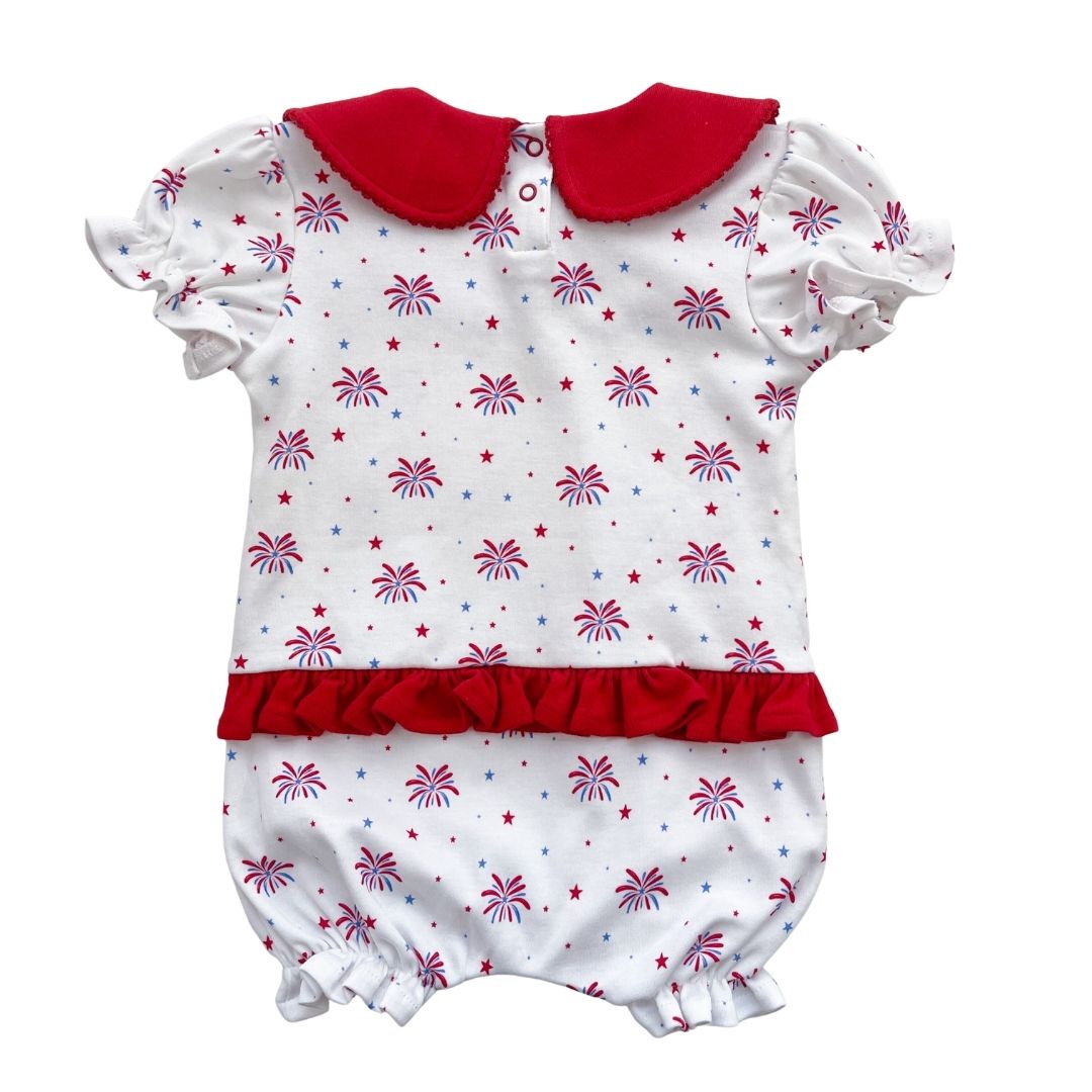 Girls SS Peter Pan Ruffle Romper - Little Firecracker