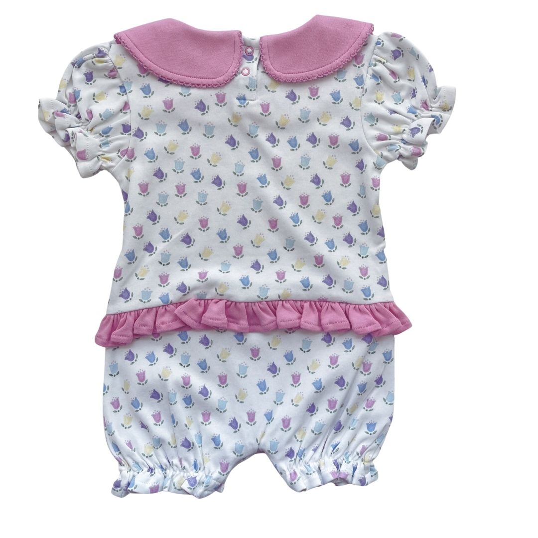Girls SS Peter Pan Ruffle Romper - Tulip Kisses