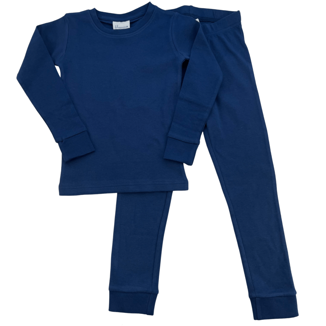 Kids LS Fitted Sleep Set - Solid Colors