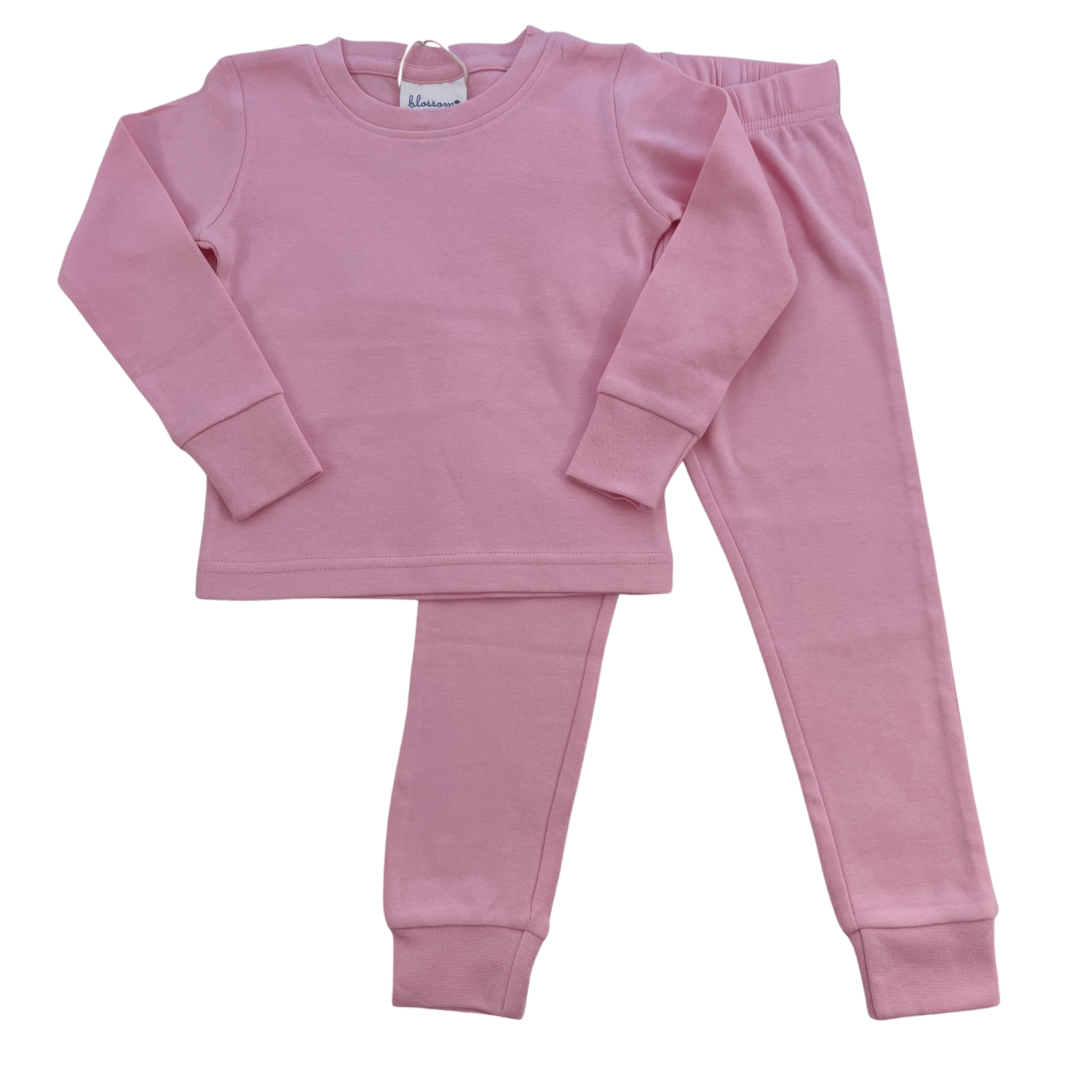 Kids LS Fitted Sleep Set - Solid Colors