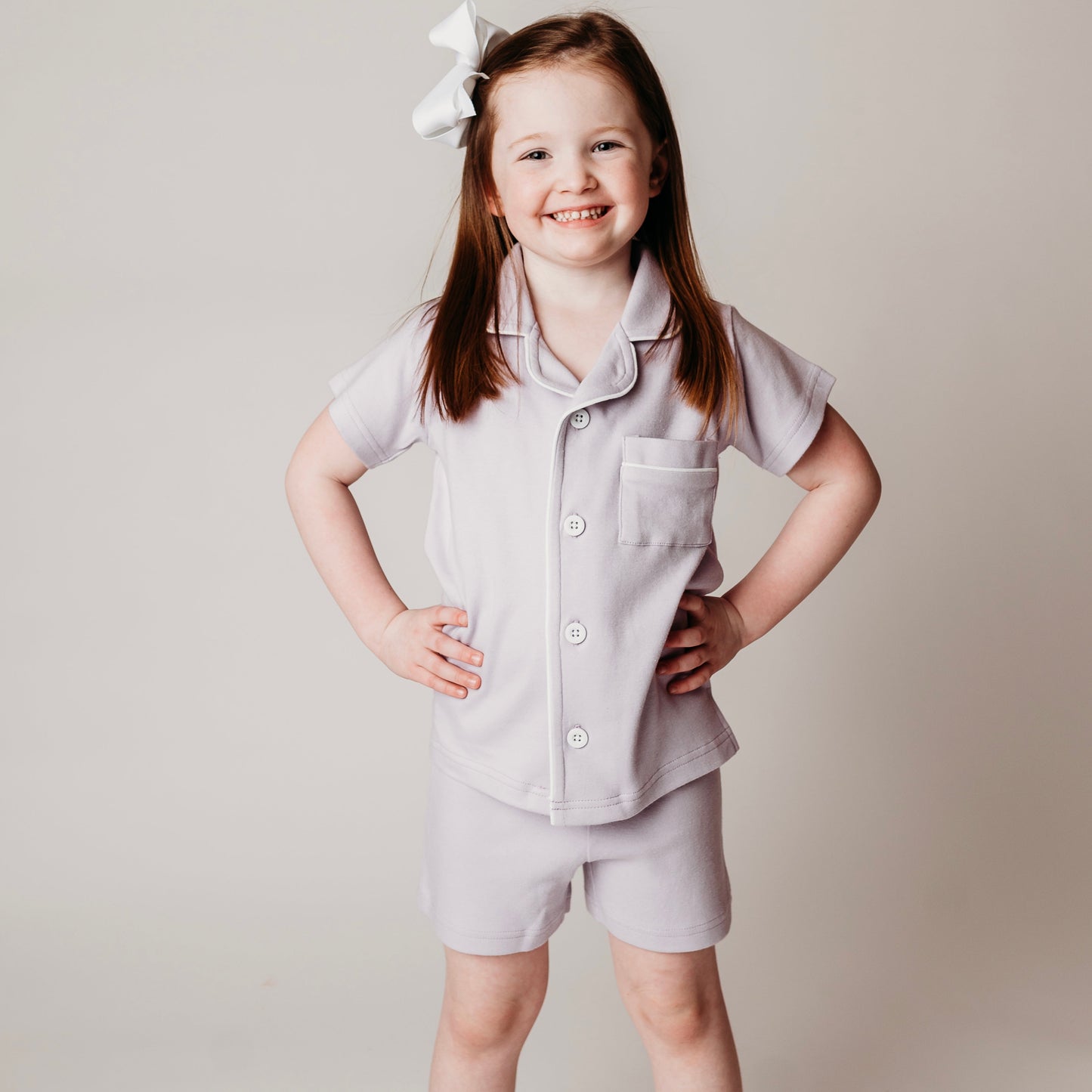 Kids Short Sleeve Button Up Short Set