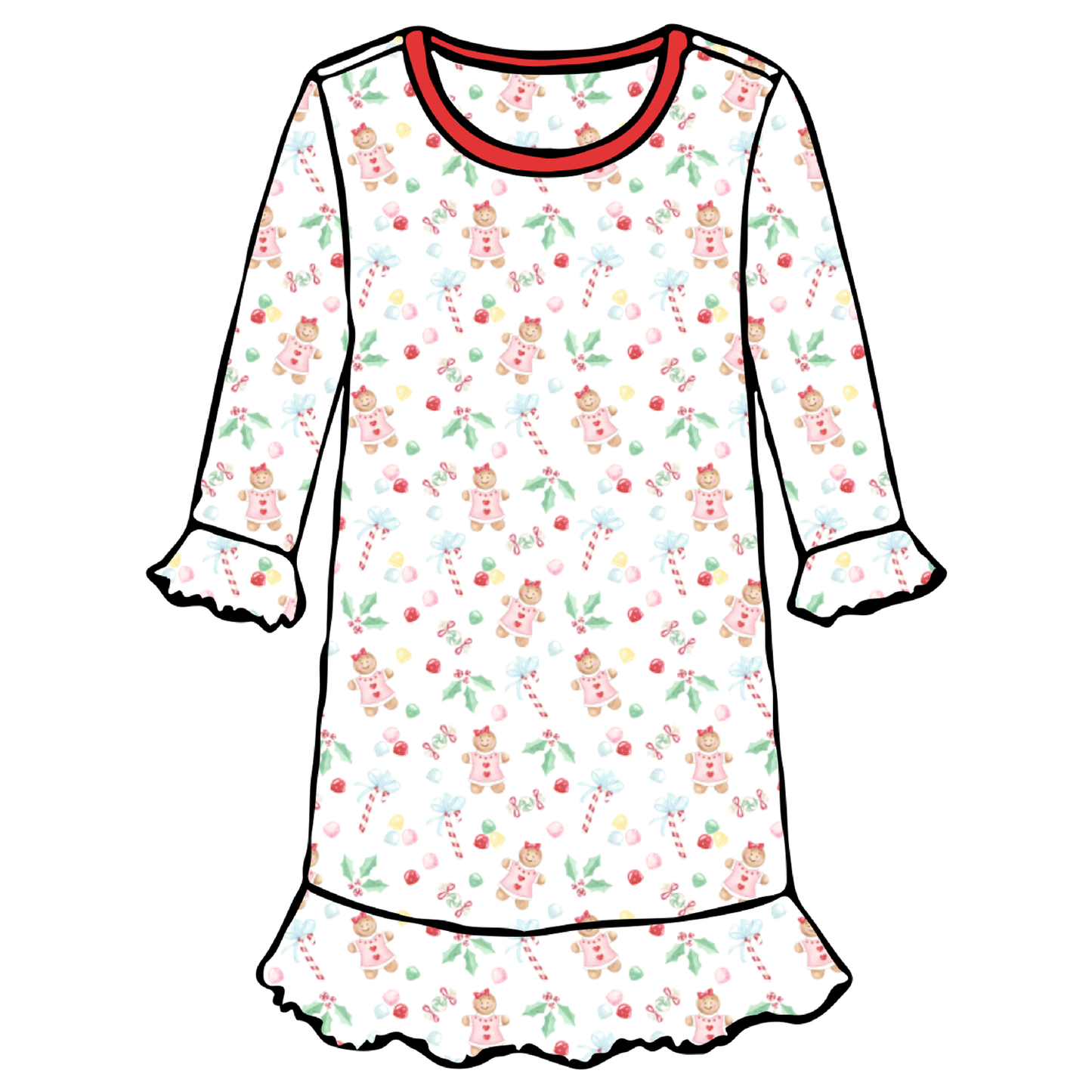 Gingerbread Girl - Long Sleeve A-Line Dress