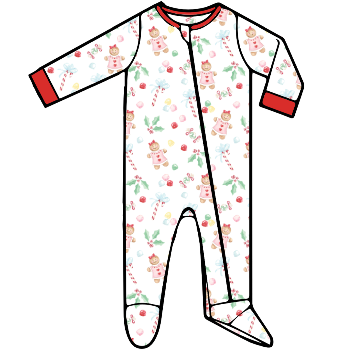 Gingerbread Girl - Footed Romper