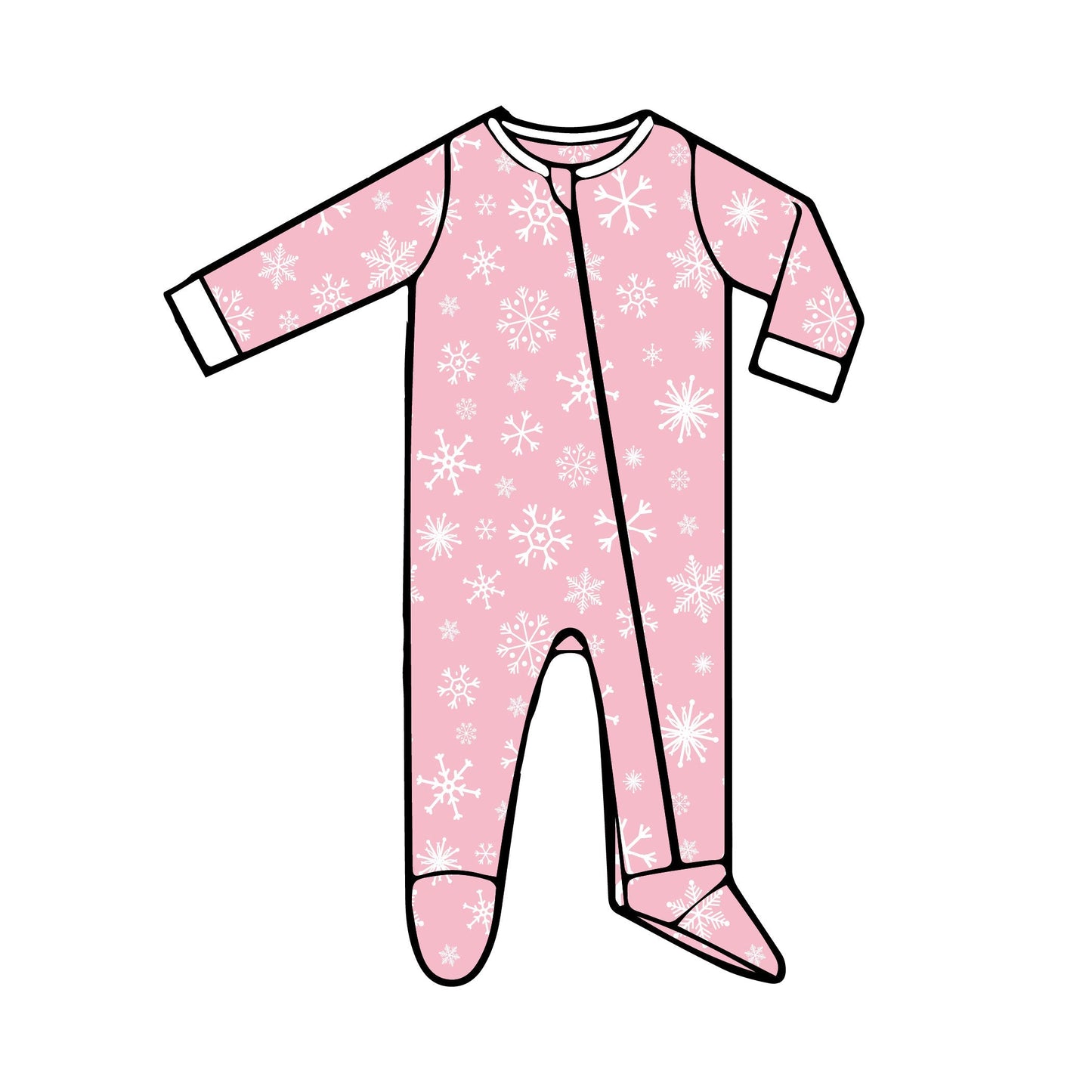 Pink Snowflake - Footed Romper