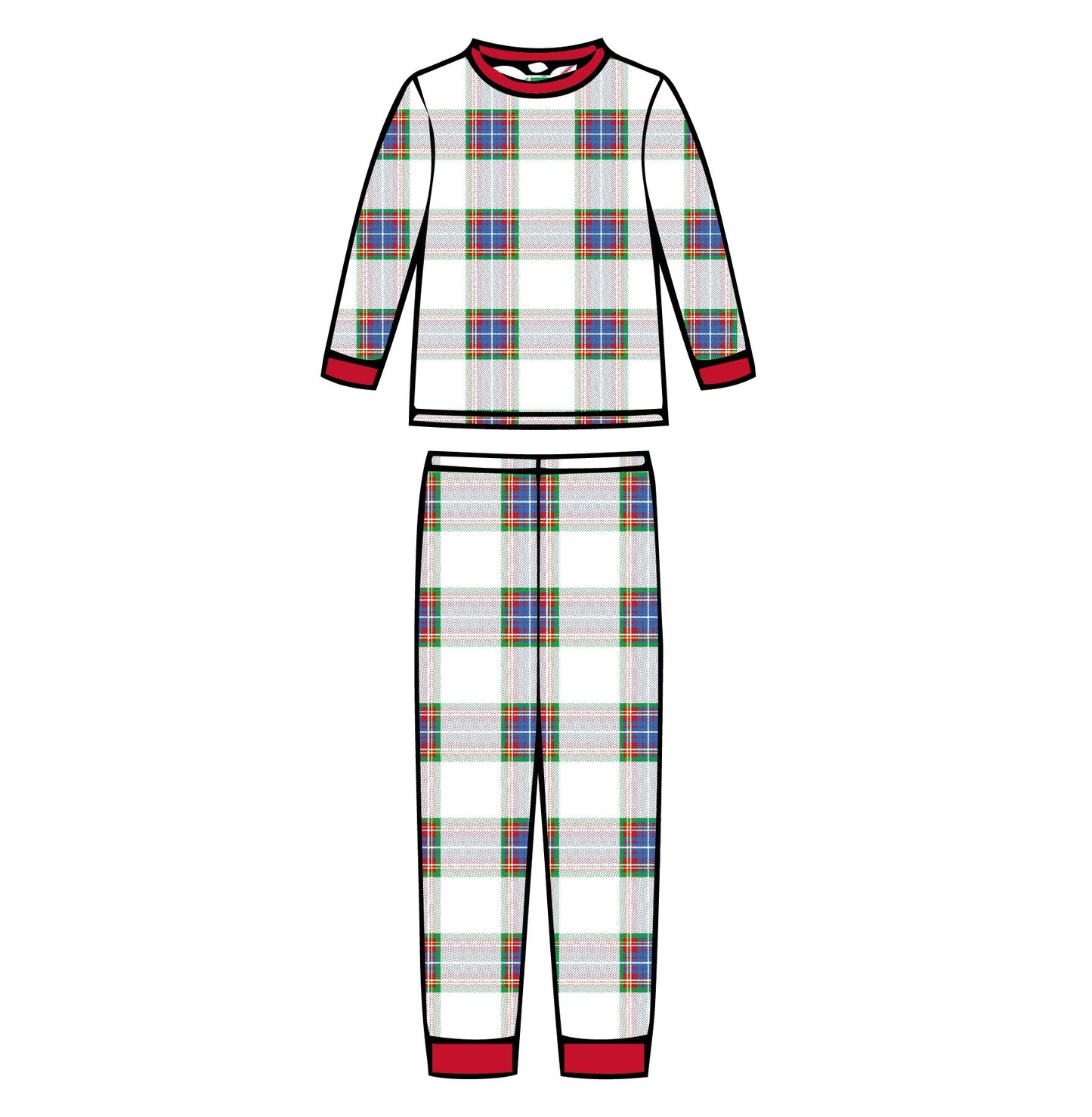 Plaid - Kids Long Sleeve Fitted Sleep Set