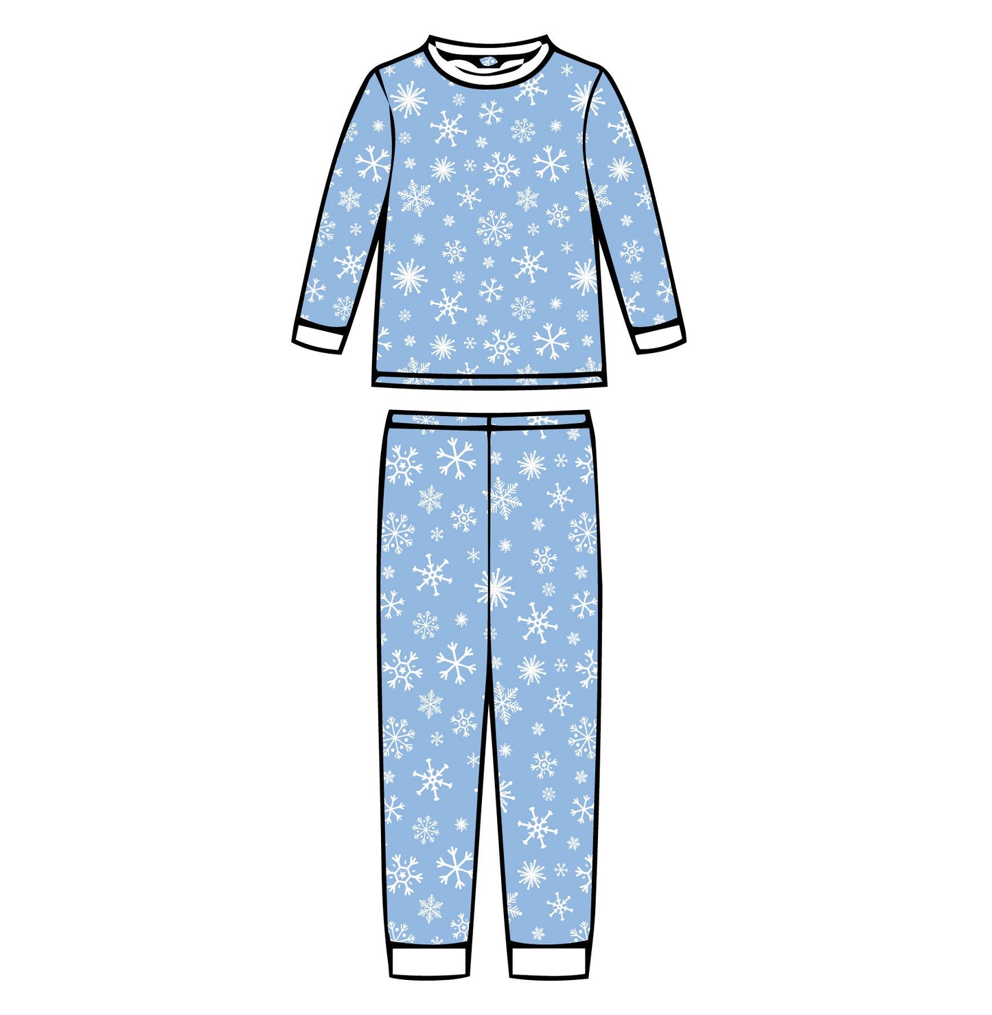 Blue Snowflake - Kids Long Sleeve Fitted Sleep Set