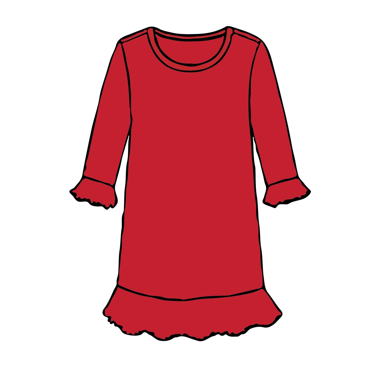 Christmas Red - Long Sleeve A-Line Dress