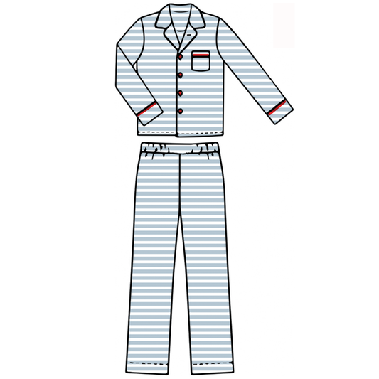 Adult Pajama Set - Blue Stripe (1XL)