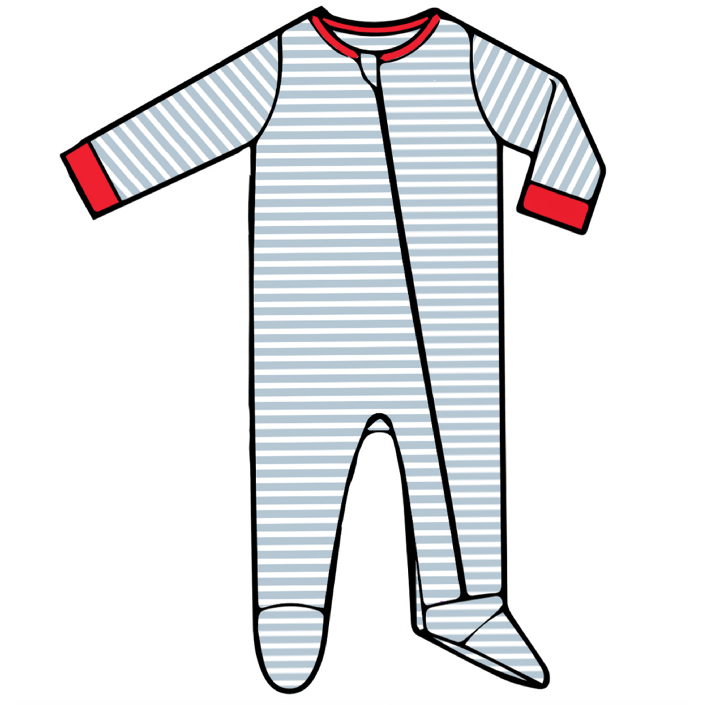 Baby Footed Romper - 2021 Blue Stripe