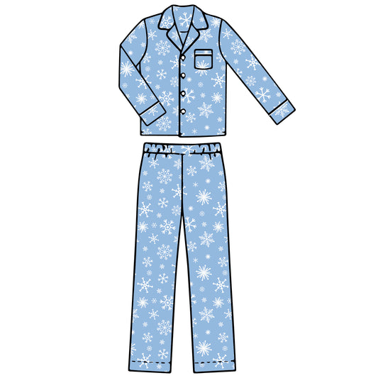 Blue Snowflake - Adult Pajama Set