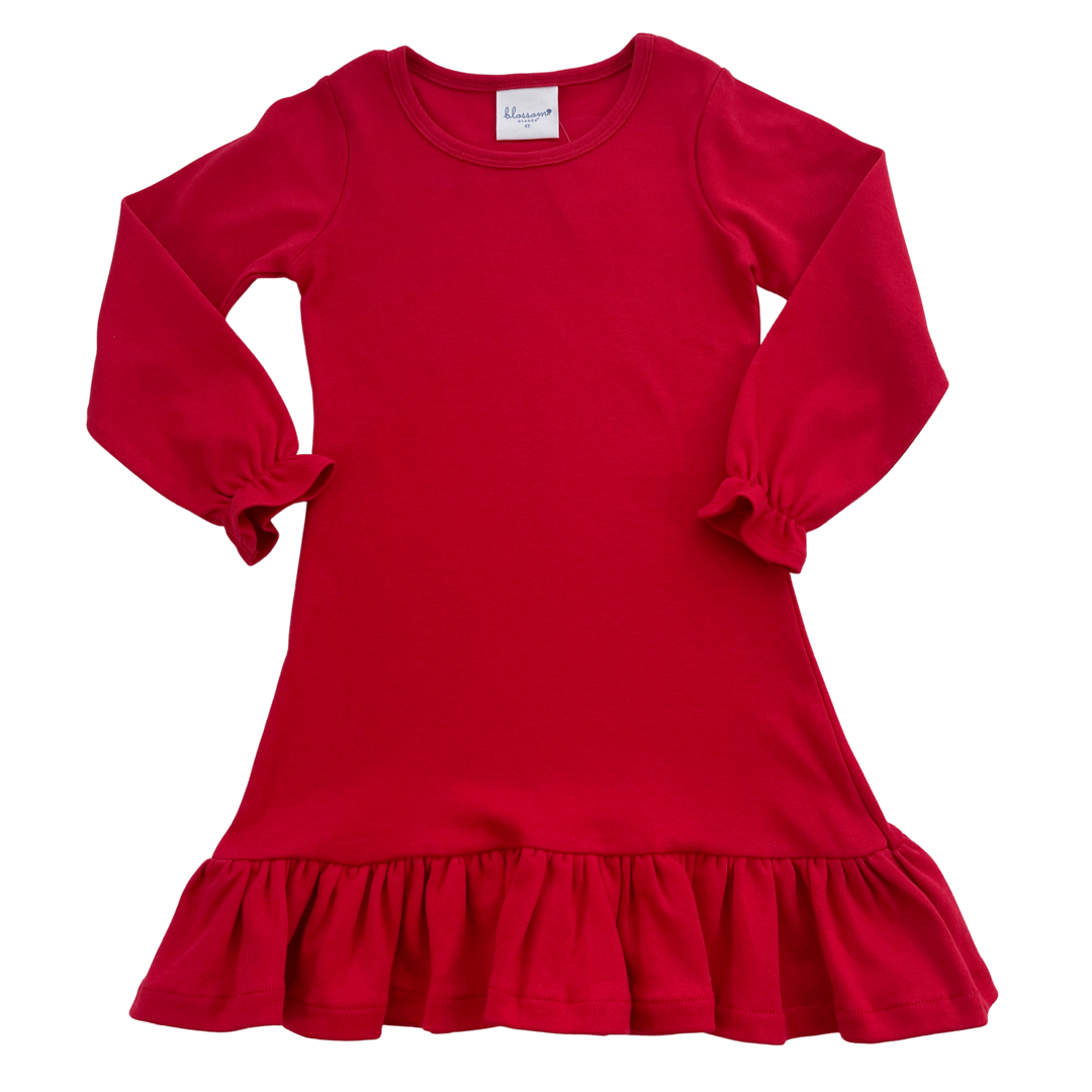 Christmas Red - Long Sleeve A-Line Dress