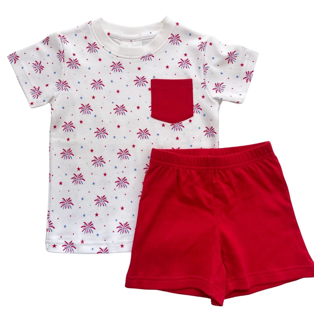 Boys SS PocketTee/Short Set - Little Firecracker
