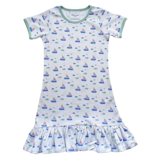SS A-Line Dress - Sailing Fish Tails Pastel