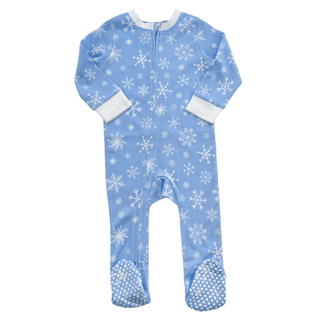 Blue Snowflake - Footed Romper