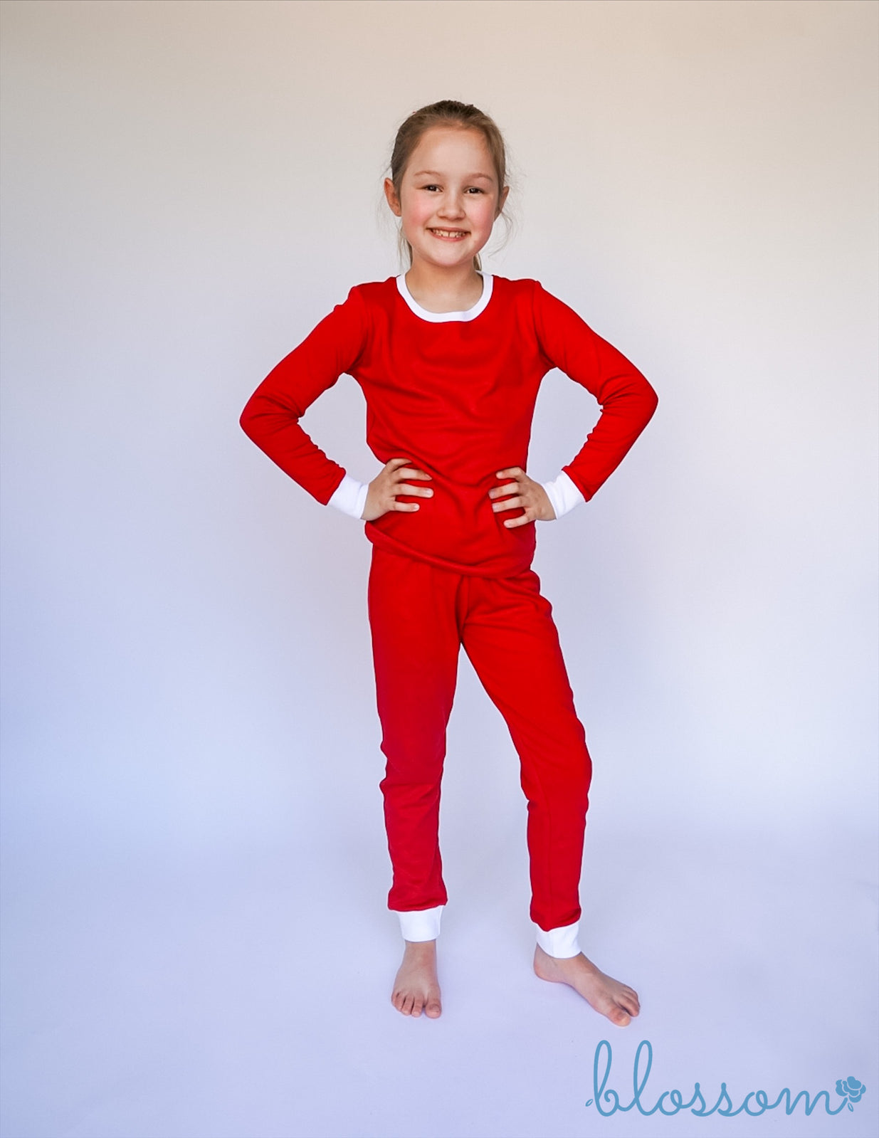 Christmas Red - Kids Long Sleeve Fitted Sleep Set - Wholesale
