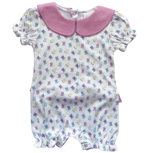 Girls SS Peter Pan Ruffle Romper - Tulip Kisses