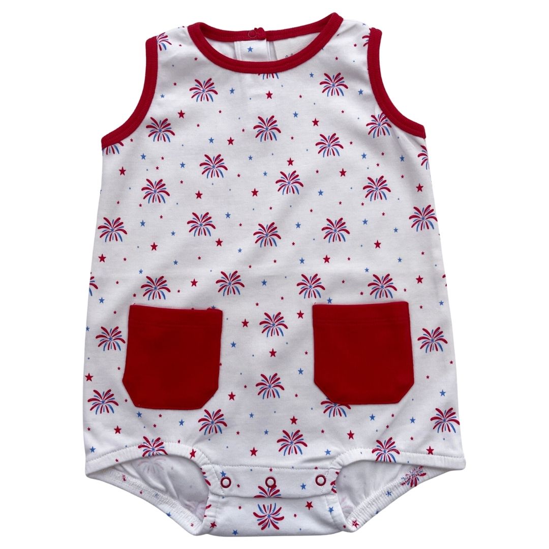 Sleeveless Bubble with Pockets - Little Firecracker