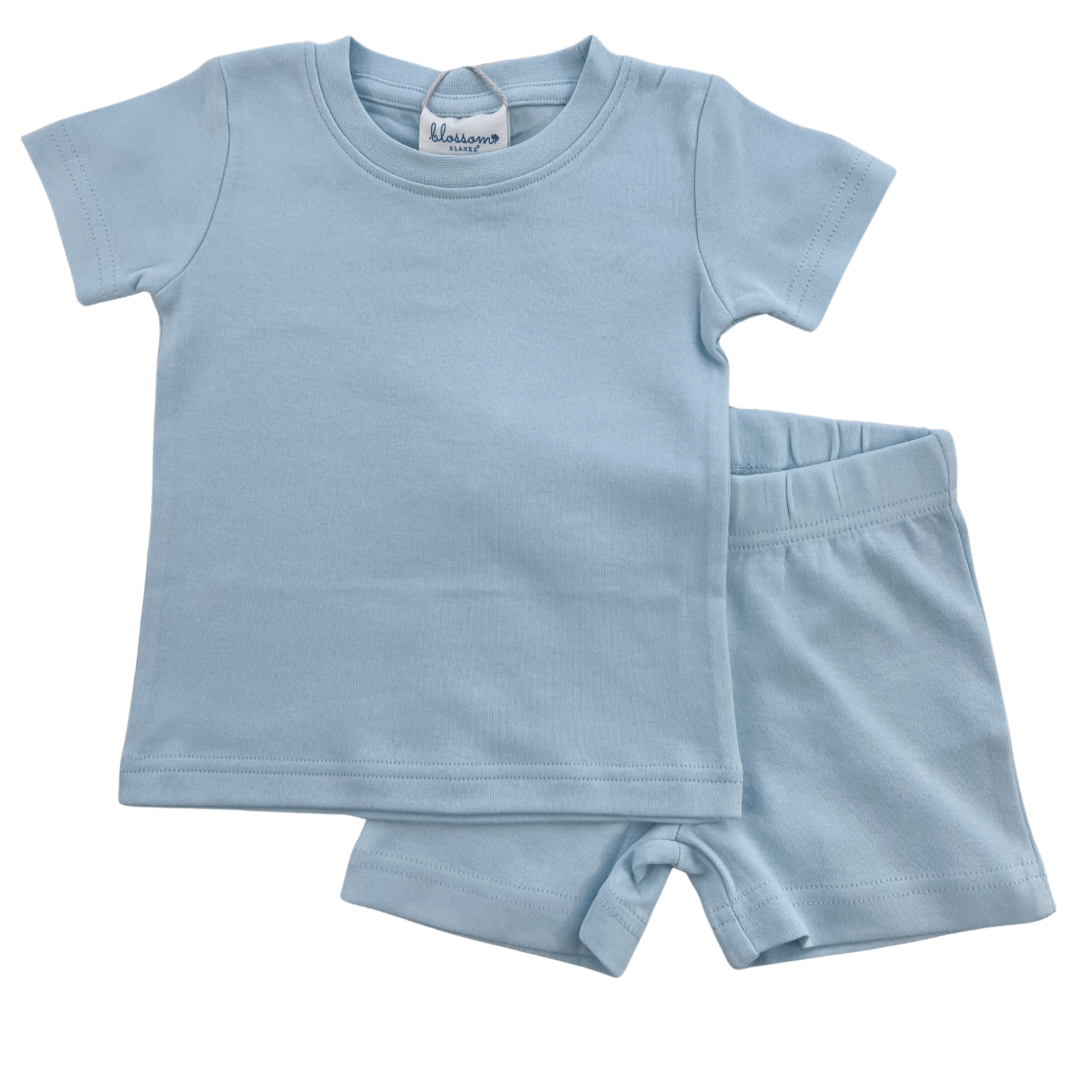 Kids Short Sleeve Fitted Sleep Set - Solid Colors