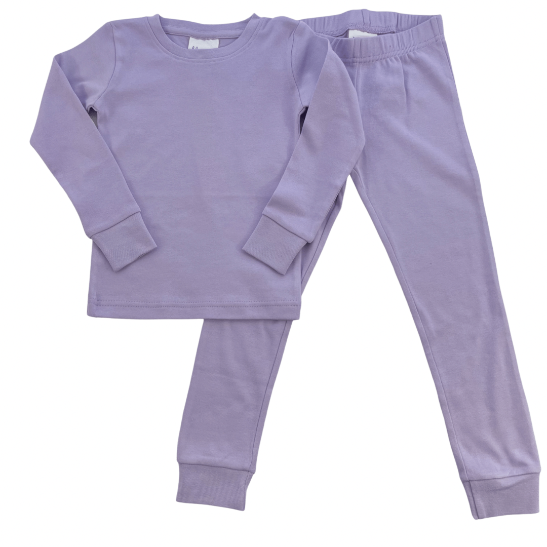 Kids LS Fitted Sleep Set - Solid Colors