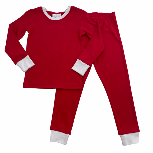 Christmas Red - Kids Long Sleeve Fitted Sleep Set