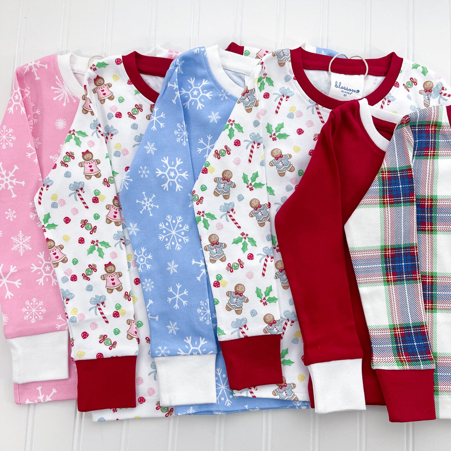 Blue Plaid - Kids Long Sleeve Fitted Sleep Set