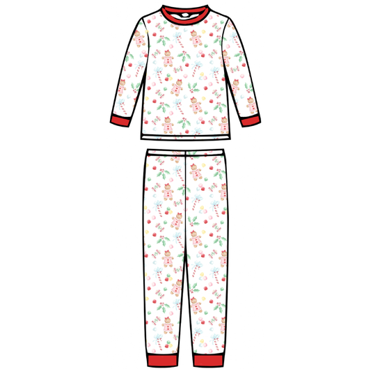 Gingerbread Girl - Kids Long Sleeve Fitted Sleep Set