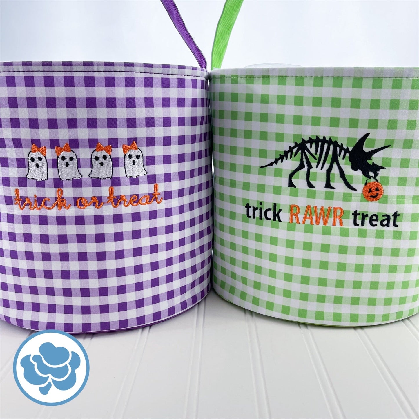 Purple Gingham Halloween Bucket
