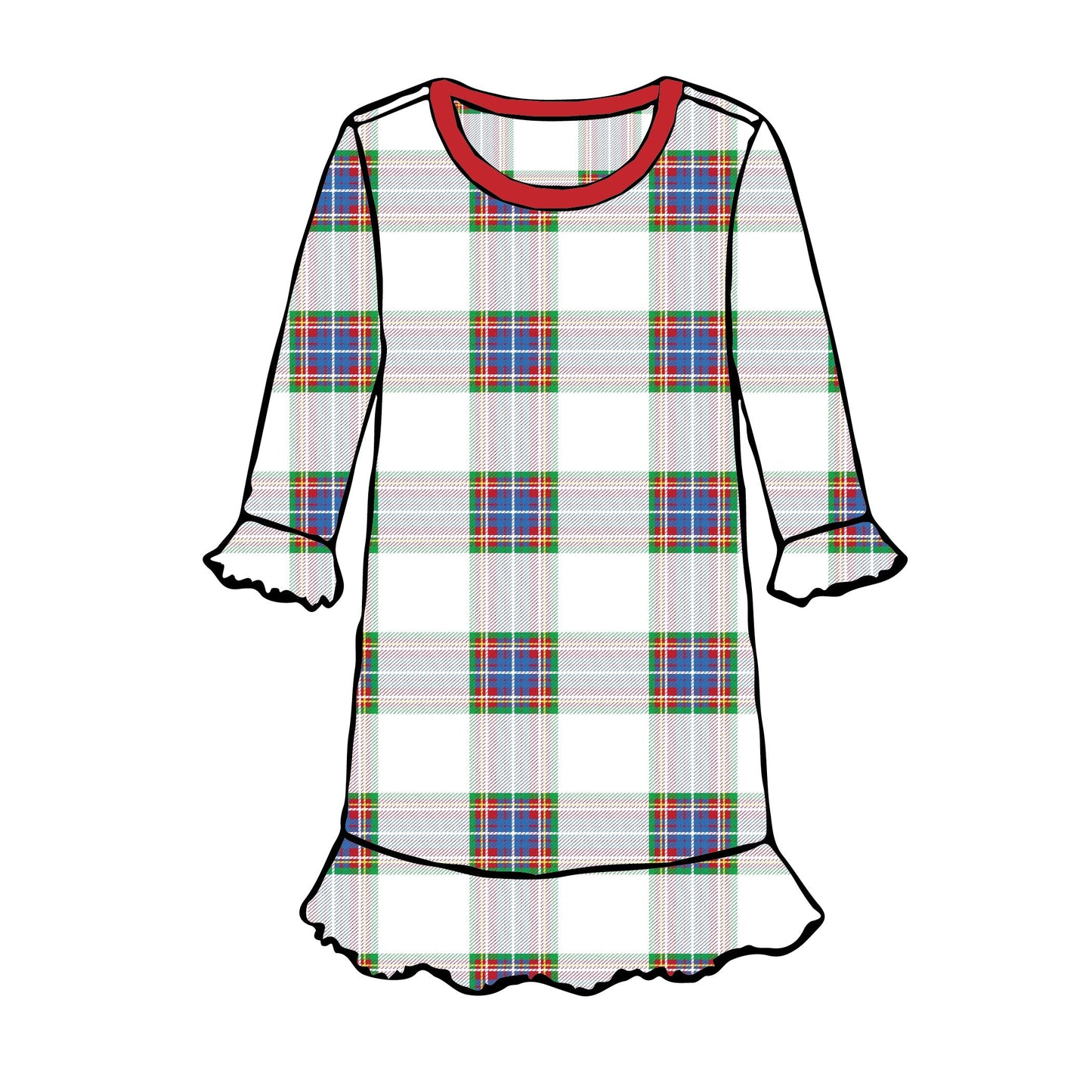 Plaid - Long Sleeve A-Line Dress