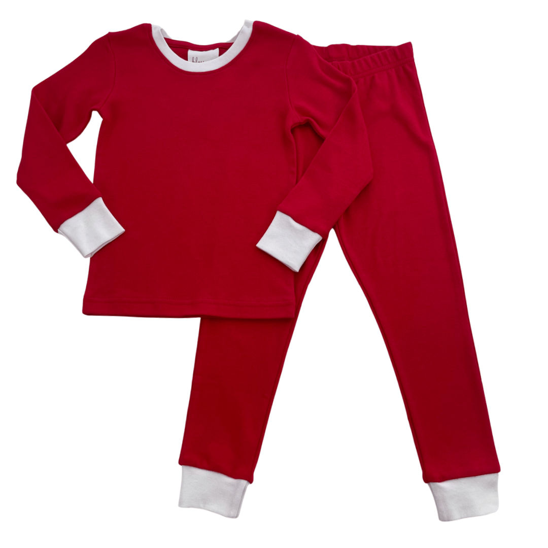 Christmas Red - Kids Long Sleeve Fitted Sleep Set - Wholesale