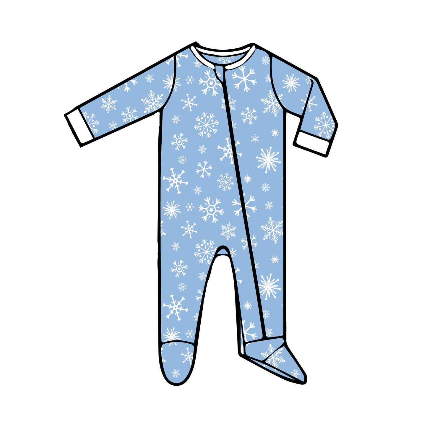 Blue Snowflake - Footed Romper
