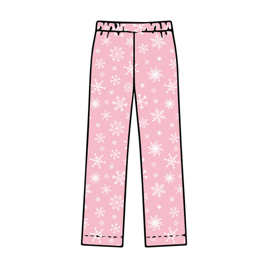 Pink Snowflake - Adult Pajama Bottoms