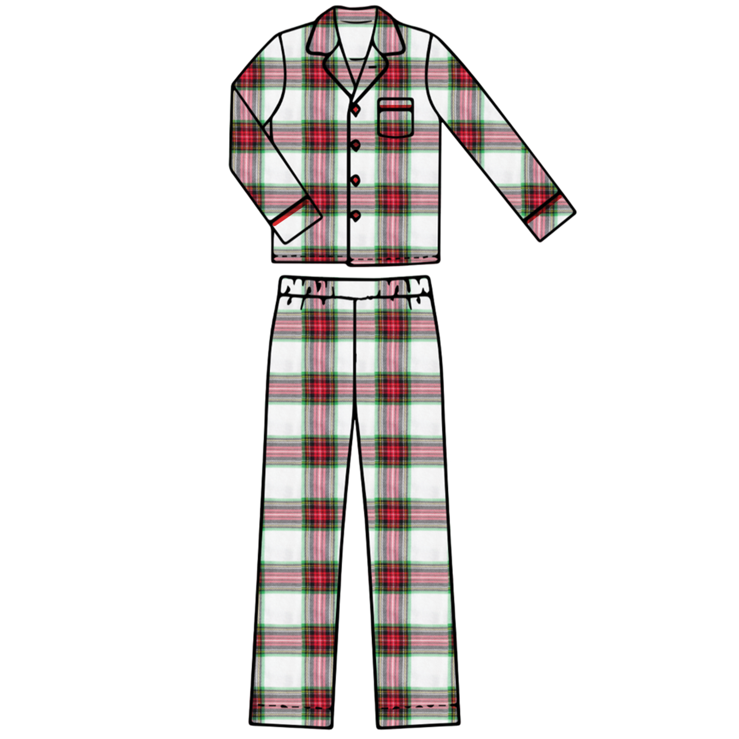 Adult Pajama Set - Red Plaid (XS)