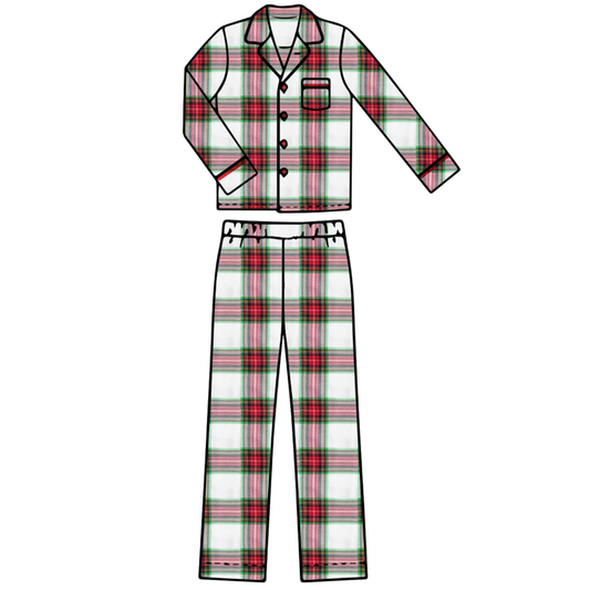 Adult Pajama Set - Red Plaid (XS)