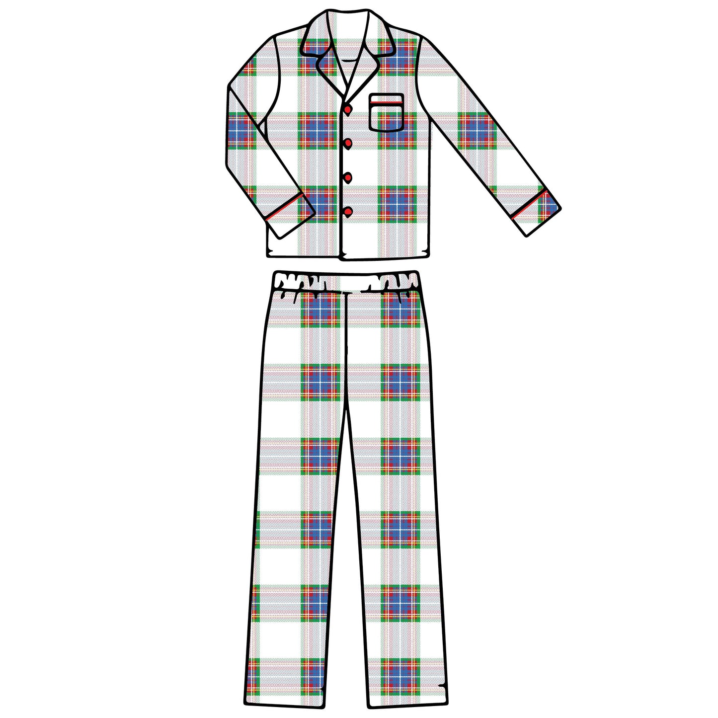 Blue Plaid - Adult Pajama Set