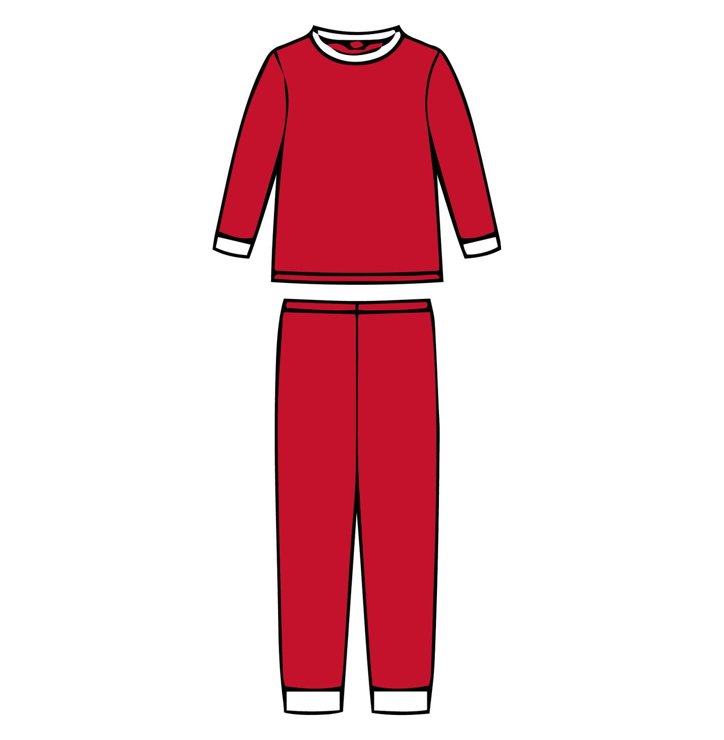 Christmas Red - Kids Long Sleeve Fitted Sleep Set - Wholesale