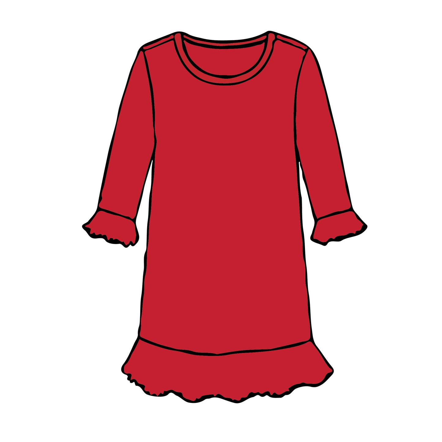 Christmas Red - Long Sleeve A-Line Dress